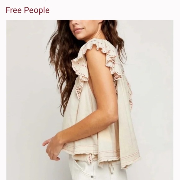 Free People boho top Free People Hailey Embroidered Top - Natural - Picture 12 of 13